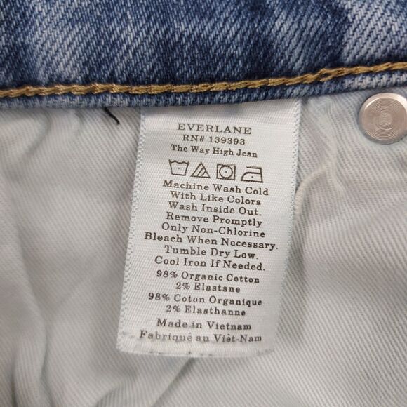Everlane The Way High Jean Womens 27 Blue Raw Hem Organic Cotton Straight Leg. - Picture 12 of 13